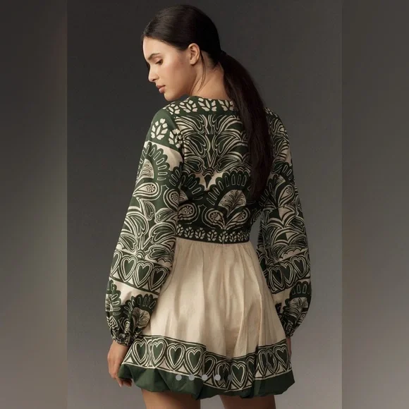 Farm Rio long sleeve v neck printed romper - Picture 9 of 9